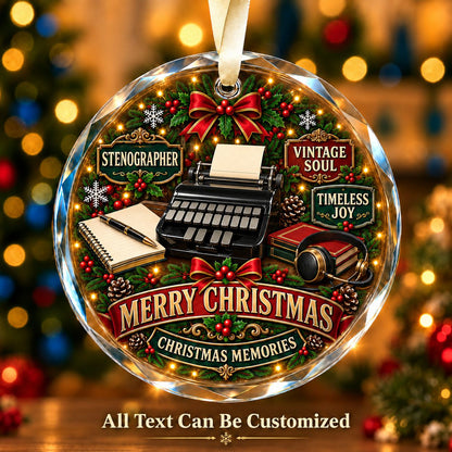 Stenographer Personalized Glass Ornament | 5To9Vibe