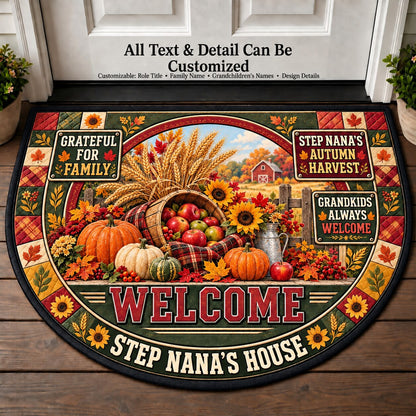 Step Nana's Autumn Harvest Personalized Half Round Mat | 5To9Vibe