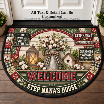 Step Nana's Cozy Farmhouse Personalized Half Round Mat | 5To9Vibe
