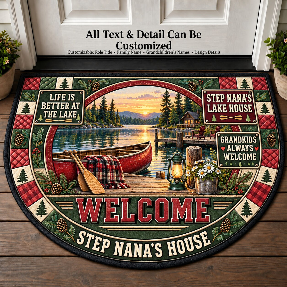 Step Nana's Lake House Personalized Half Round Mat | 5To9Vibe