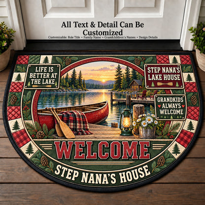 Step Nana's Lake House Personalized Half Round Mat | 5To9Vibe