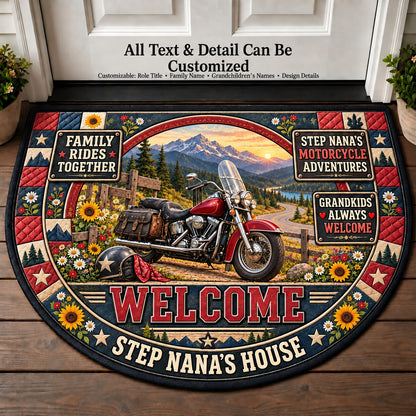Step Nana's Motorcycle Adventures Personalized Half Round Mat | 5To9Vibe