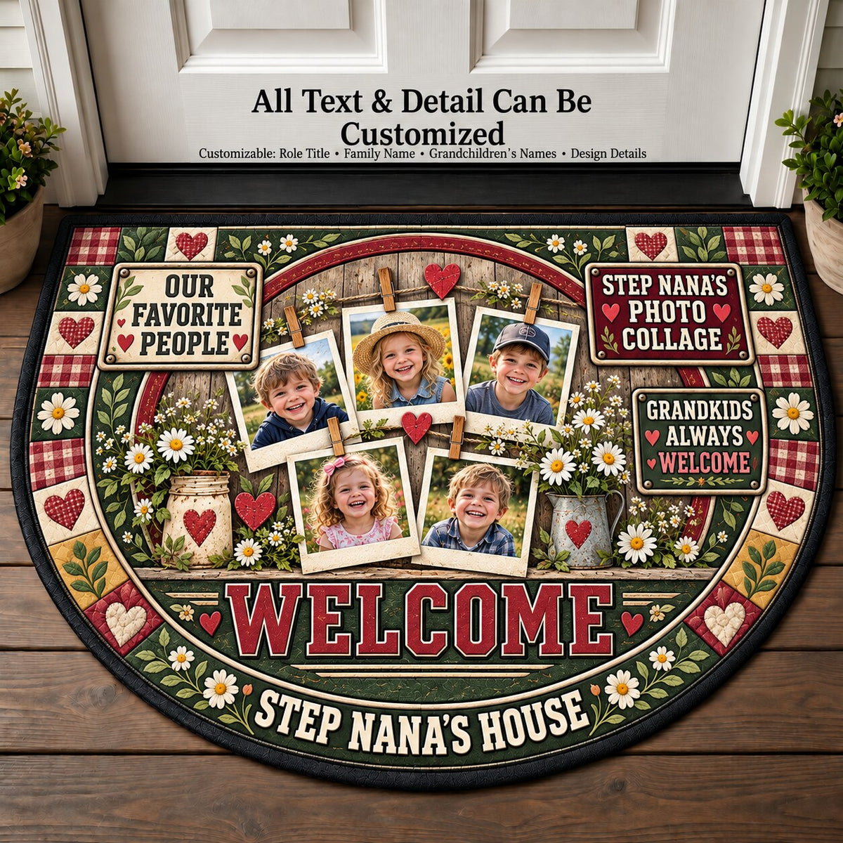 Step Nana's Photo Collage Personalized Half Round Mat | 5To9Vibe
