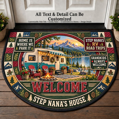 Step Nana's RV Road Trips Personalized Half Round Mat | 5To9Vibe