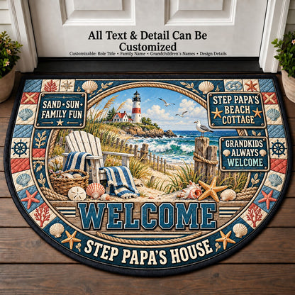 Step Papa's Beach Cottage Personalized Half Round Mat | 5To9Vibe