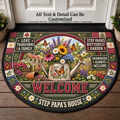 Step Papa's Butterfly Garden Personalized Half Round Mat | 5To9Vibe