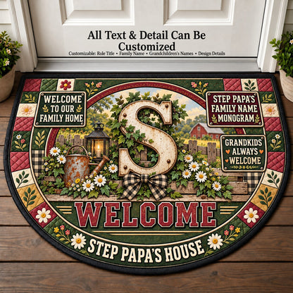 Step Papa's Family Name Monogram Personalized Half Round Mat | 5To9Vibe