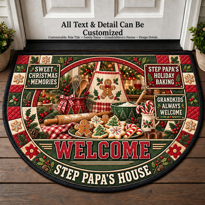Step Papa's Holiday Baking Personalized Half Round Mat | 5To9Vibe