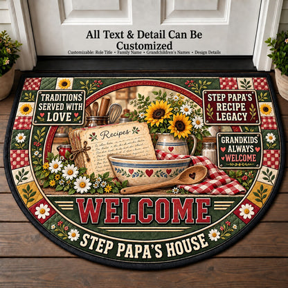 Step Papa's Recipe Legacy Personalized Half Round Mat | 5To9Vibe