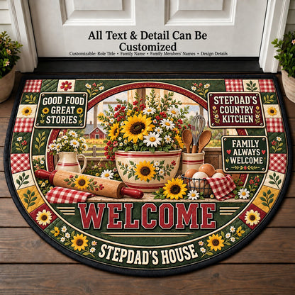 Stepdad's Country Kitchen Personalized Half Round Mat | 5To9Vibe