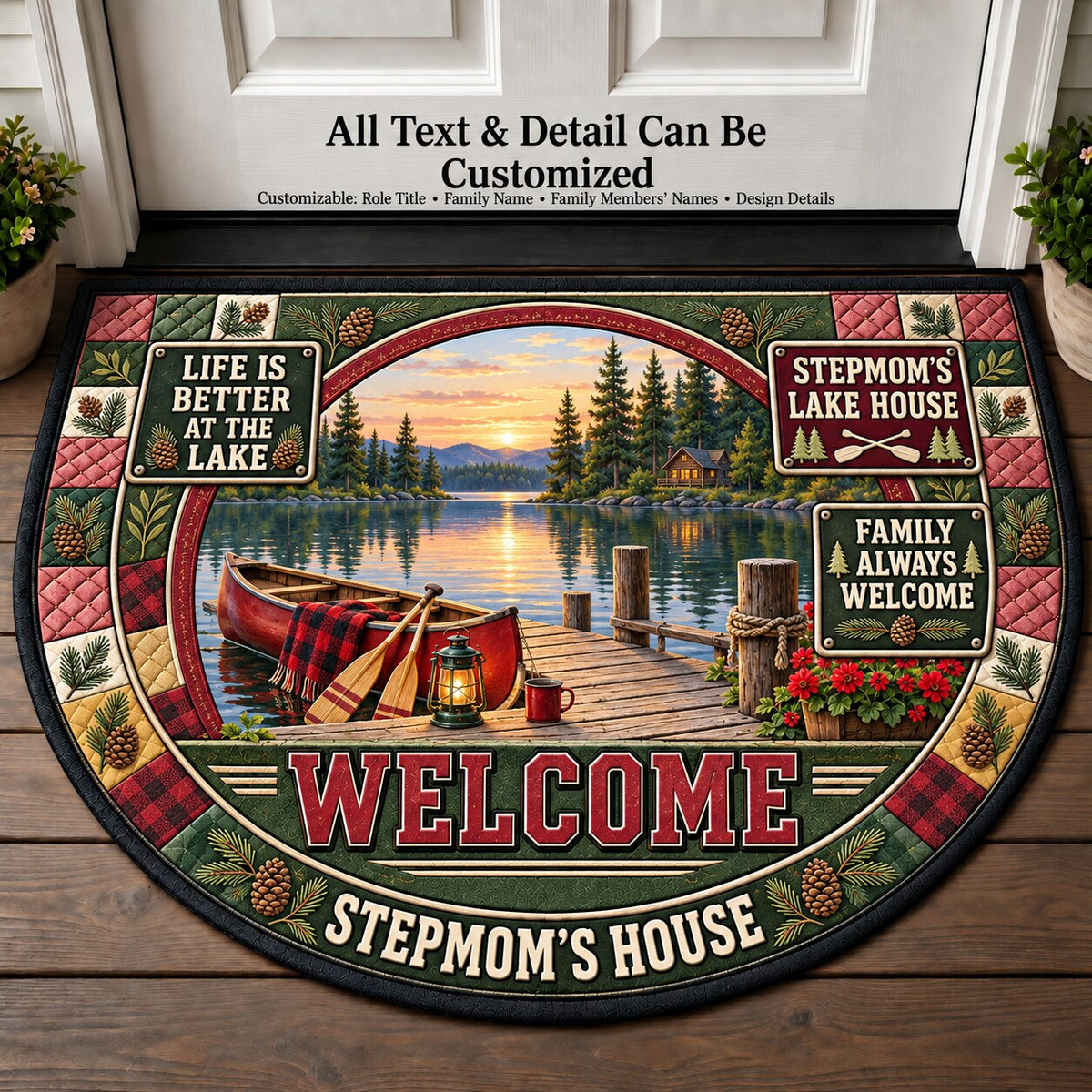 Stepmom's Lake House Personalized Half Round Mat | 5To9Vibe