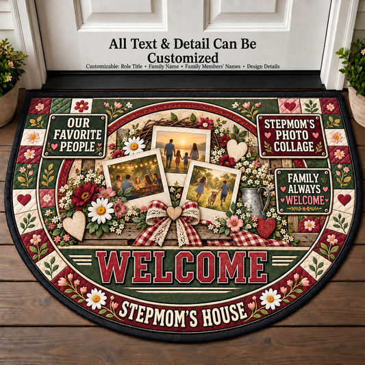 Stepmom's Photo Collage Personalized Half Round Mat | 5To9Vibe