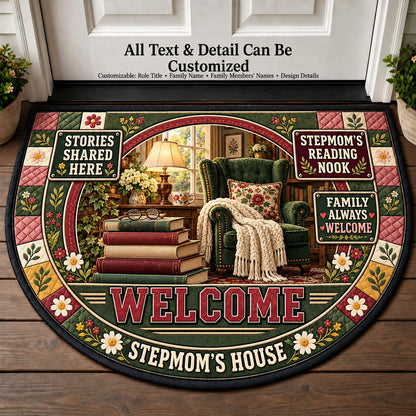 Stepmom's Reading Nook Personalized Half Round Mat | 5To9Vibe