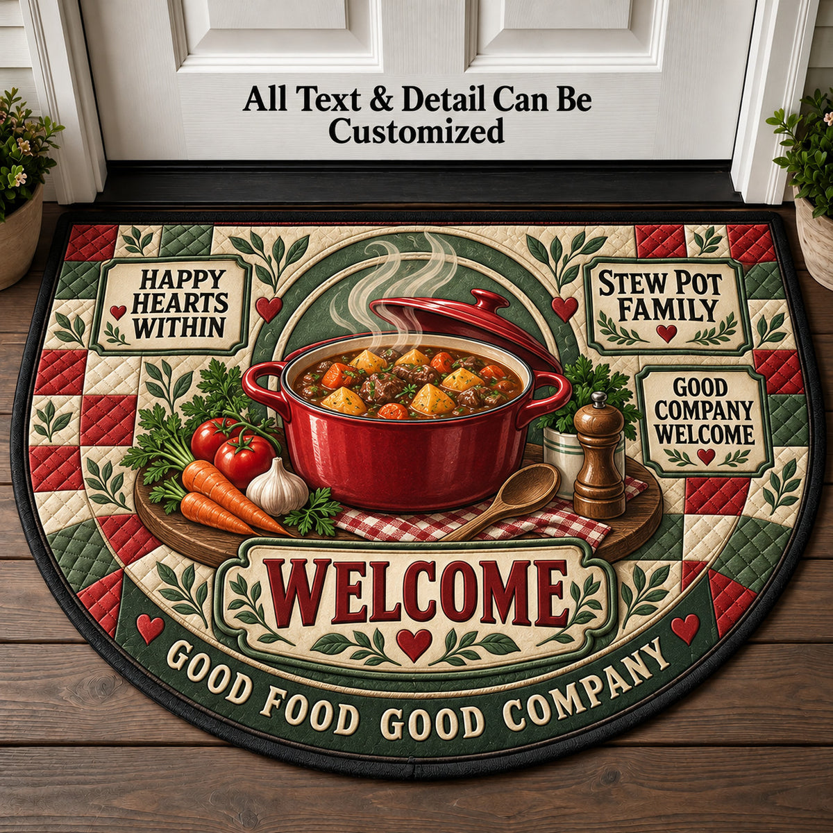 Stew Pot Family Personalized Half Round Mat | 5To9Vibe
