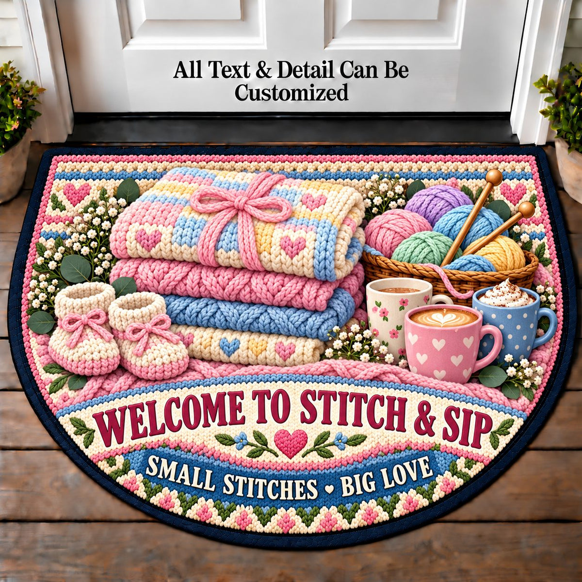 Baby Blanket - Stitch and Sip Club Personalized Half Round Mat | 5To9Vibe