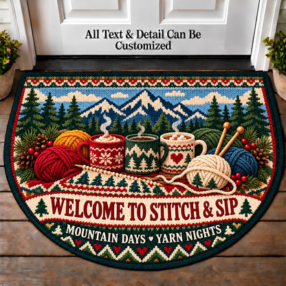 Colorwork Mountains - Stitch and Sip Club Personalized Half Round Mat | 5To9Vibe