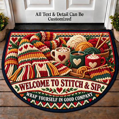 Handmade Scarf - Stitch and Sip Club Personalized Half Round Mat | 5To9Vibe