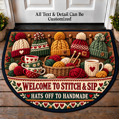 Hat Wall - Stitch and Sip Club Personalized Half Round Mat | 5To9Vibe