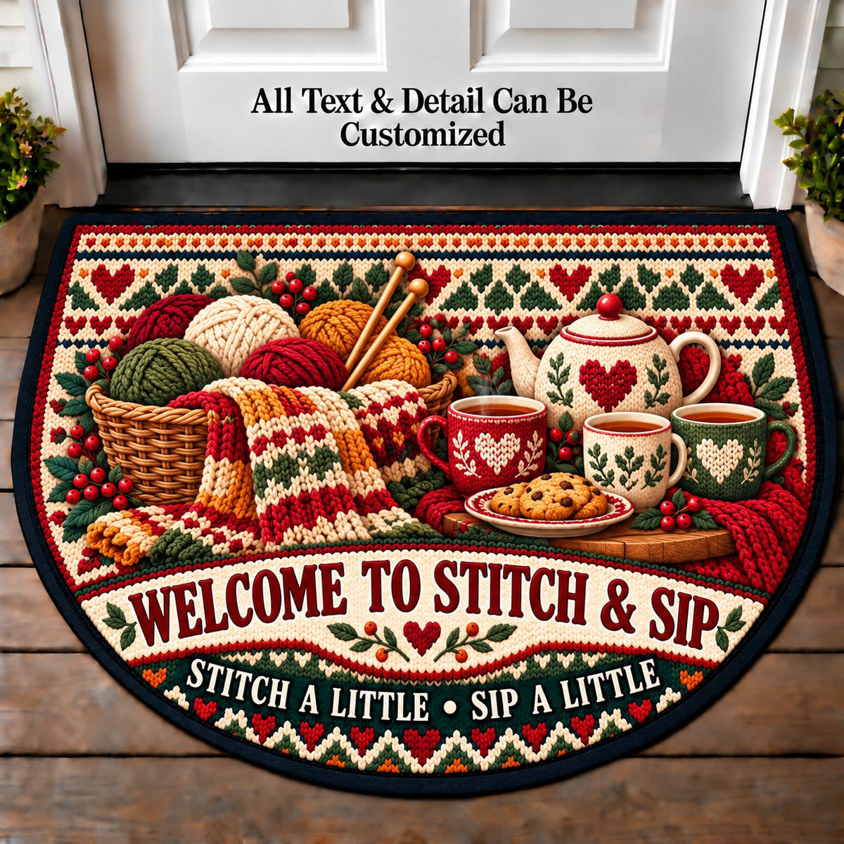 Needles Tea - Stitch and Sip Club Personalized Half Round Mat | 5To9Vibe
