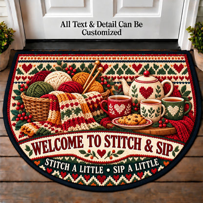 Needles Tea - Stitch and Sip Club Personalized Half Round Mat | 5To9Vibe