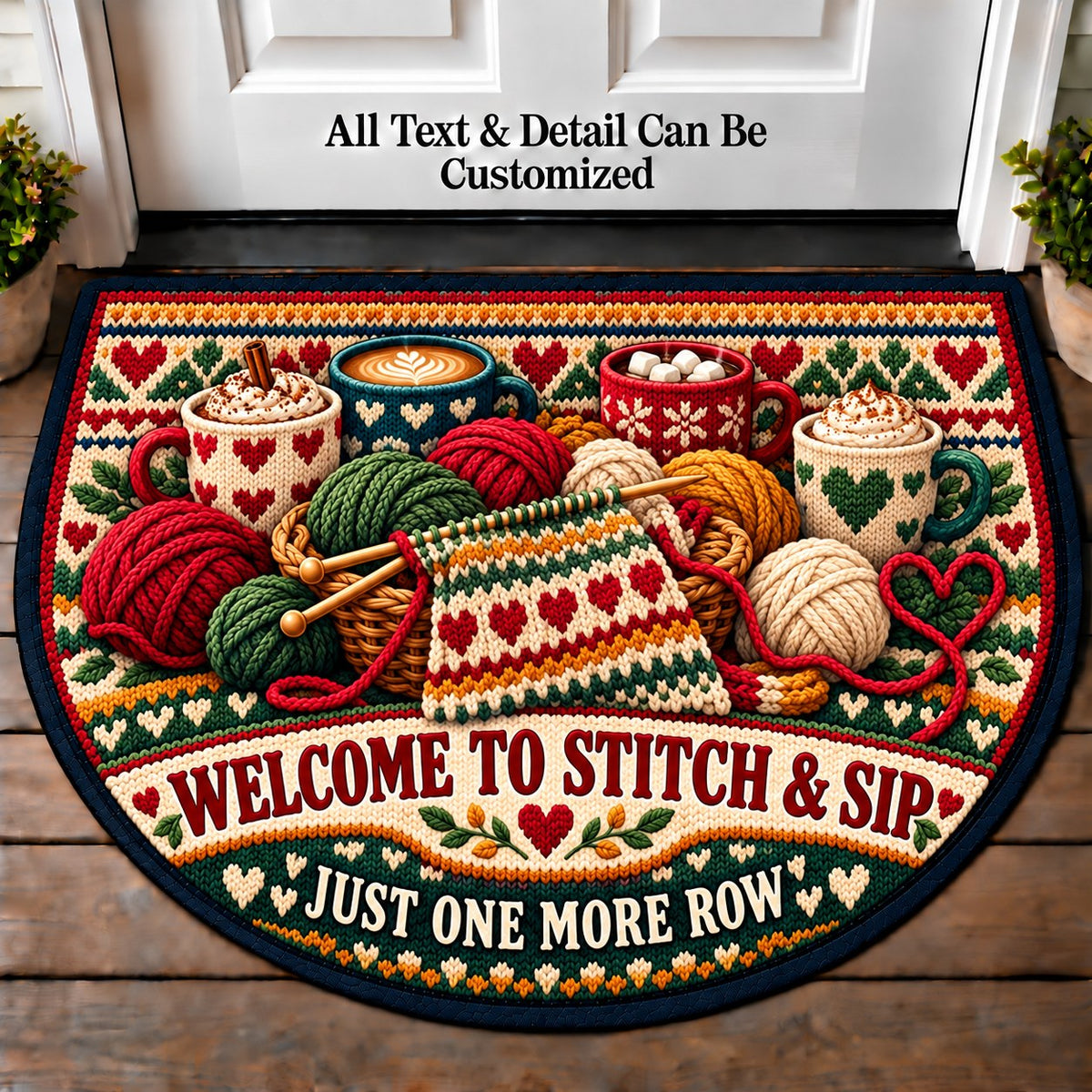 Row Counter - Stitch and Sip Club Personalized Half Round Mat | 5To9Vibe