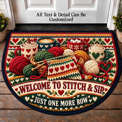 Row Counter - Stitch and Sip Club Personalized Half Round Mat | 5To9Vibe