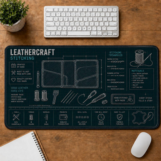 Leathercraft Stitching Handcraft Technical Guide Desk Mat | 5To9Vibe