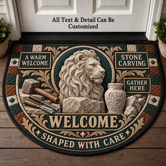 Stone Carving Personalized Half Round Mat | 5To9Vibe