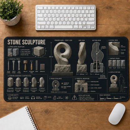 Stone Sculpture Creative Reference Guide Desk Mat | 5To9Vibe
