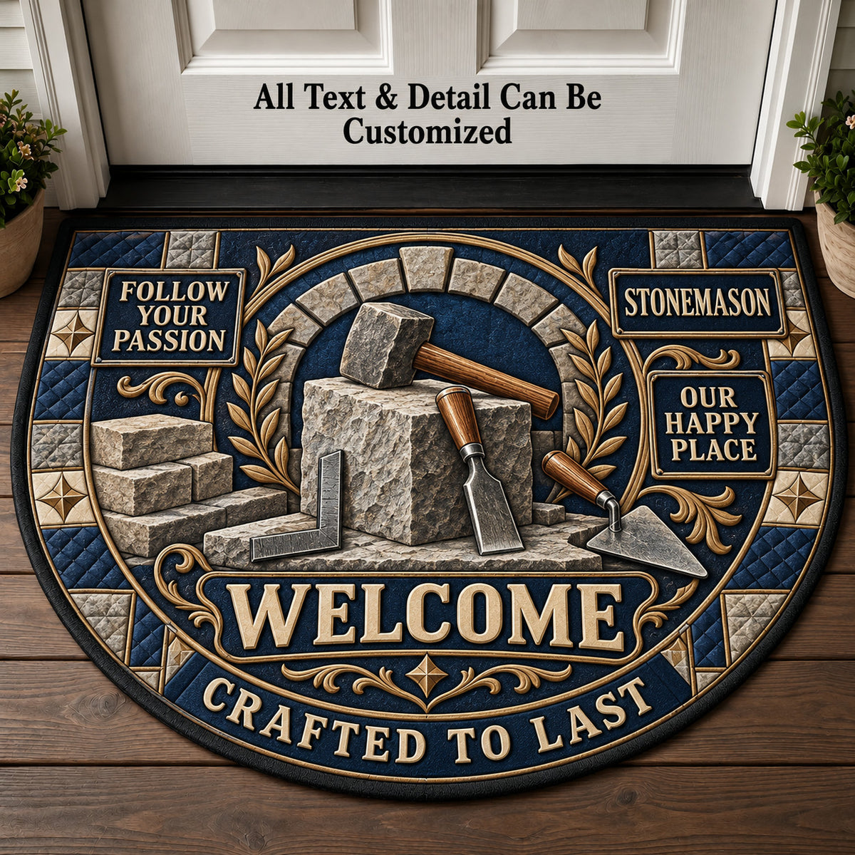Stonemason Personalized Half Round Mat | 5To9Vibe