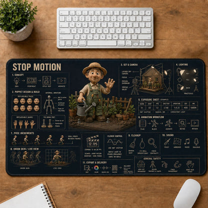 Stop Motion Creative Reference Guide Desk Mat | 5To9Vibe