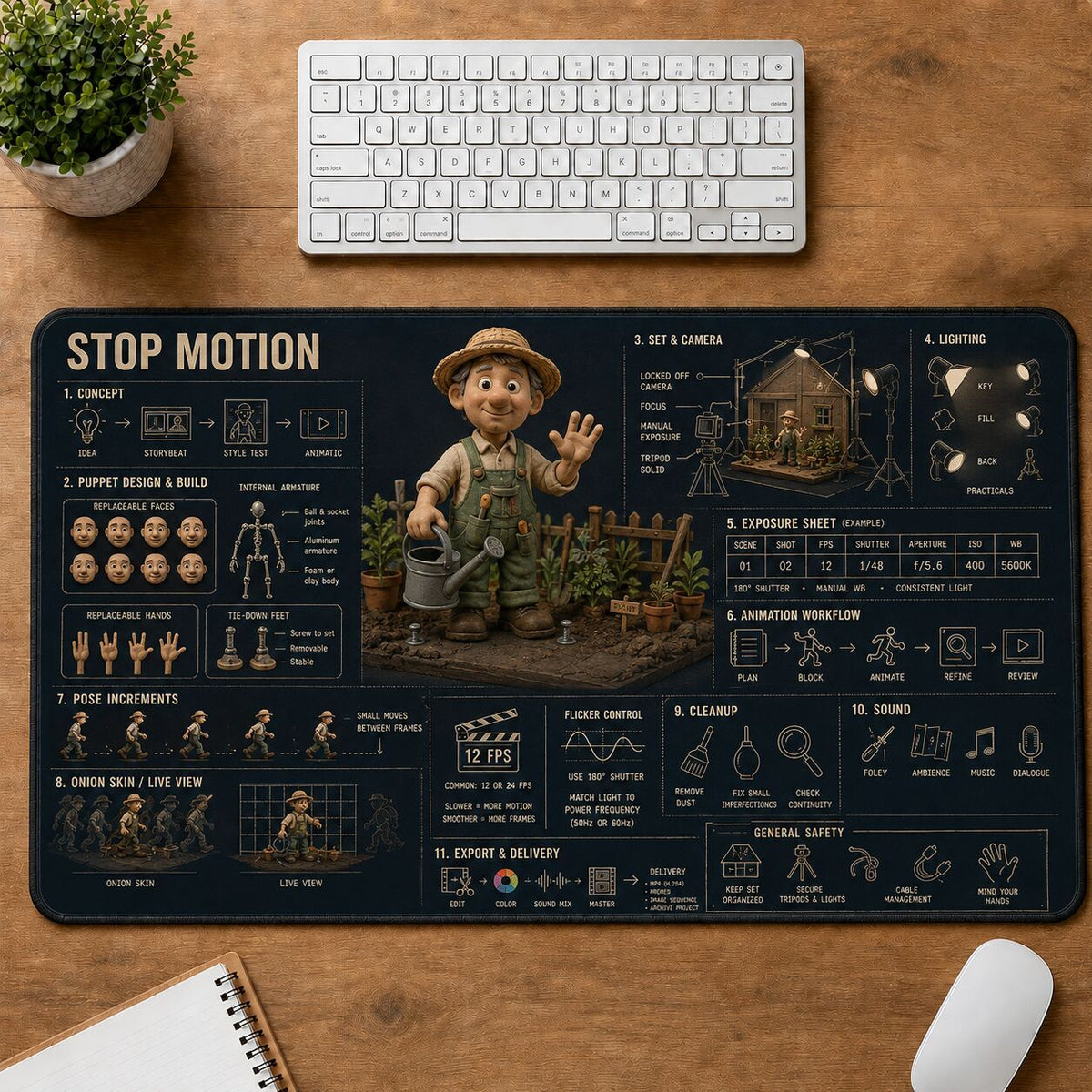 Stop Motion Creative Reference Guide Desk Mat | 5To9Vibe