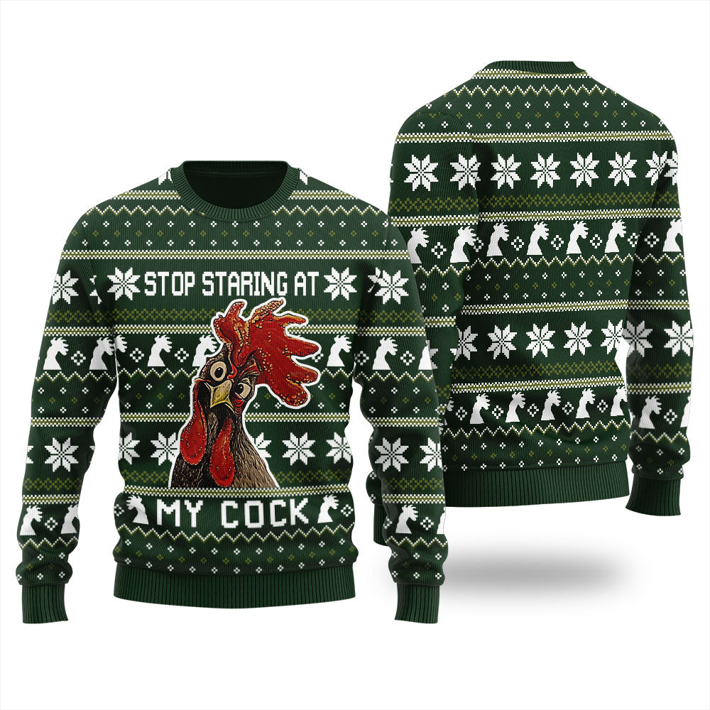 Stop Staring At My Cock Ugly Christmas Sweater For Women