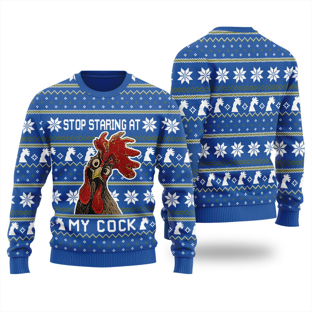 Stop Staring At My Cock Ugly Christmas Sweater For Women