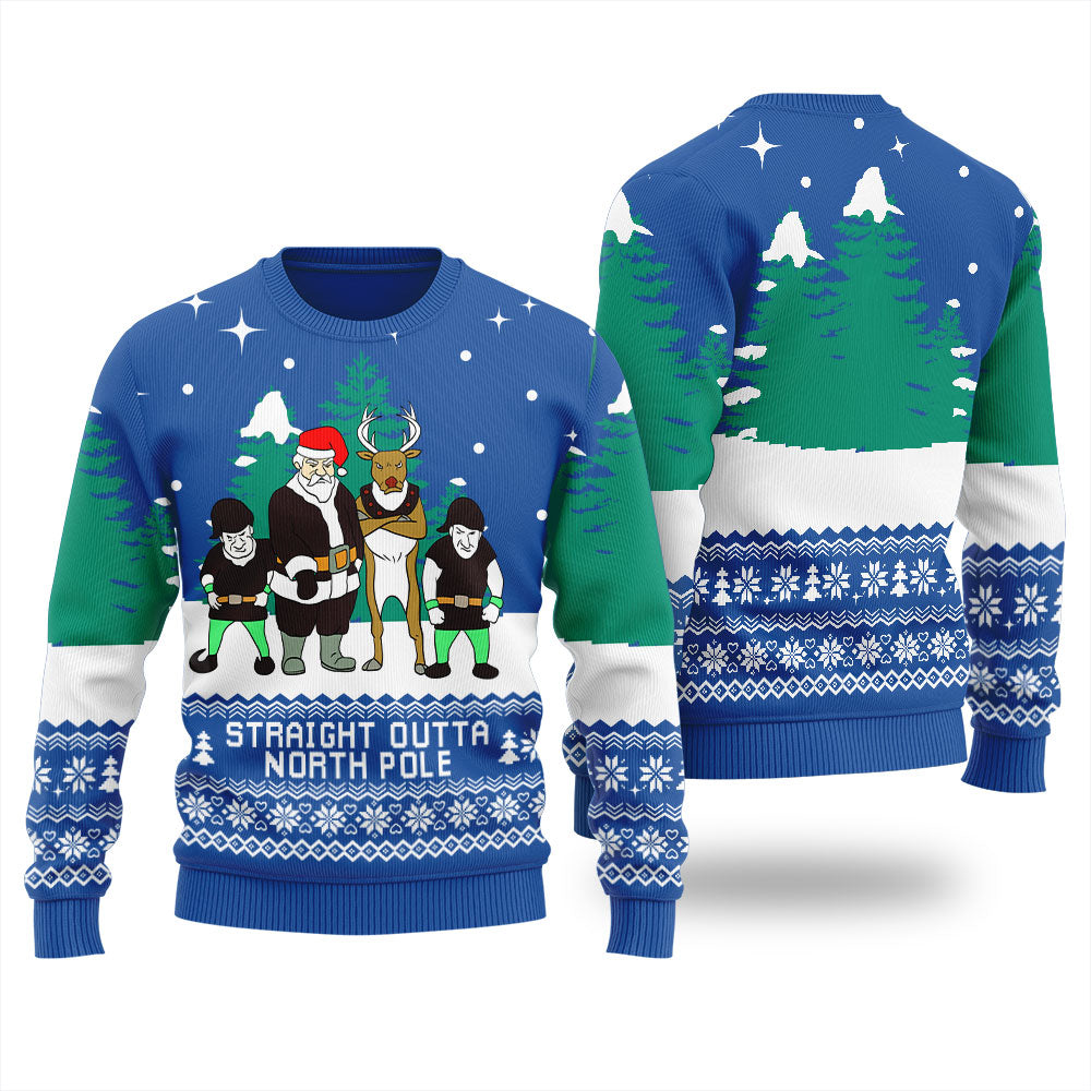 Straight Outta North Pole Men's Ugly Christmas Sweater