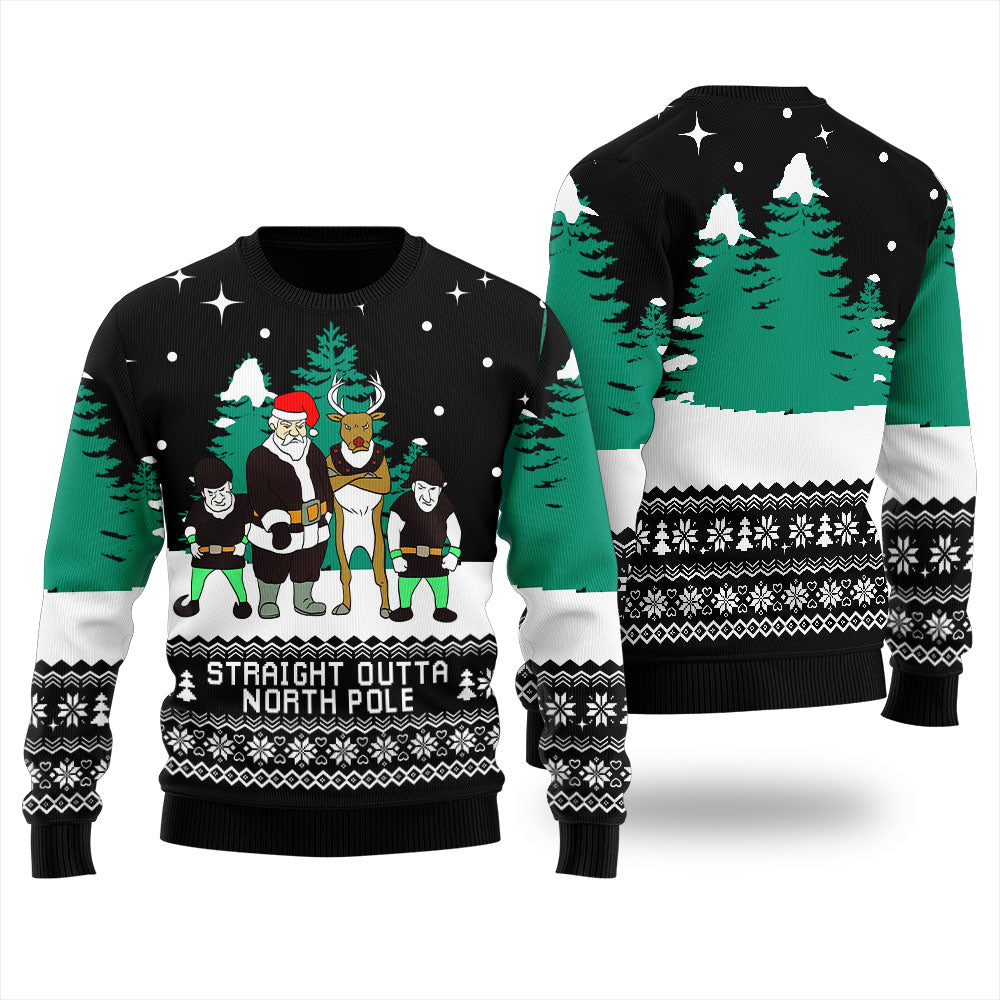 Straight Outta North Pole Men's Ugly Christmas Sweater