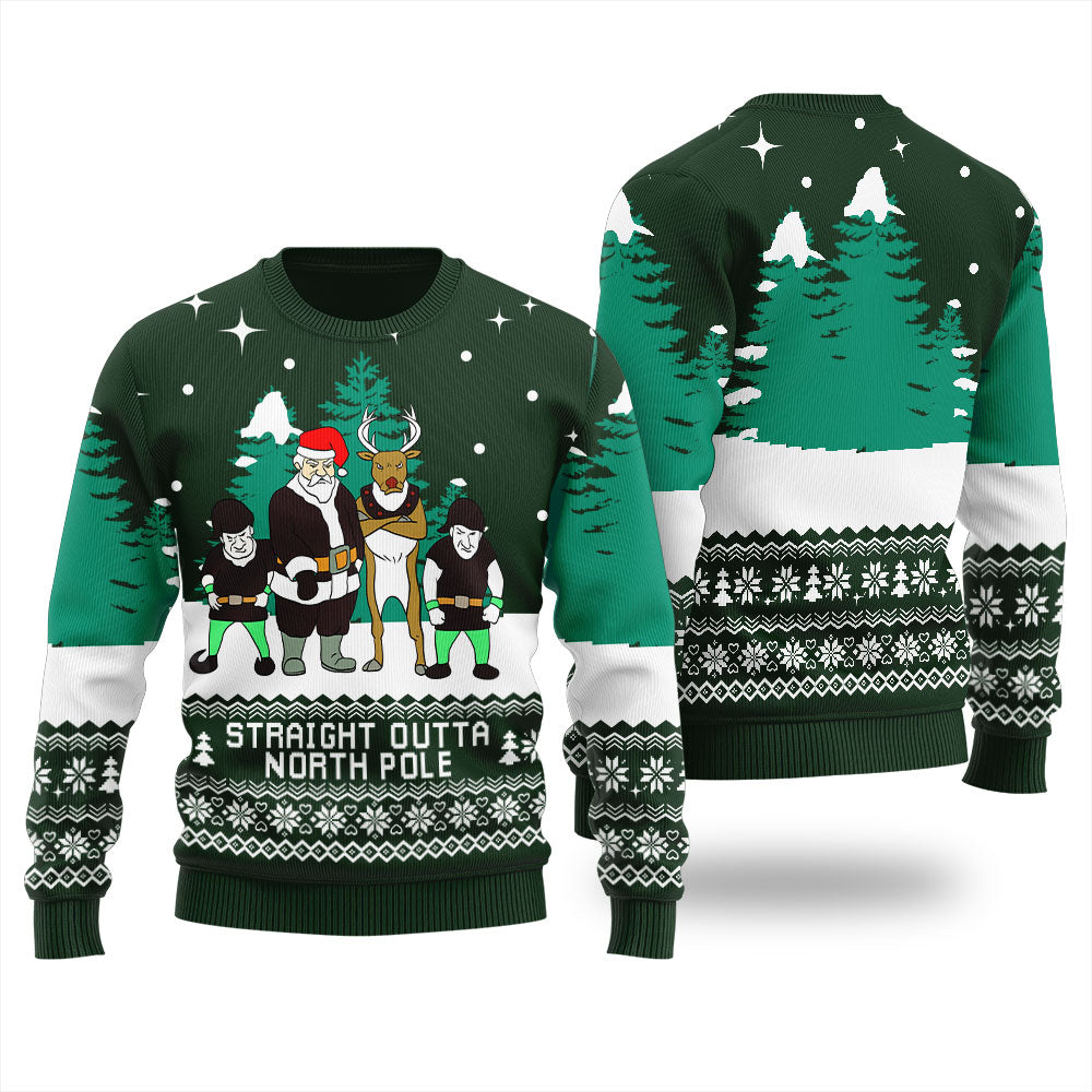 Straight Outta North Pole Men's Ugly Christmas Sweater
