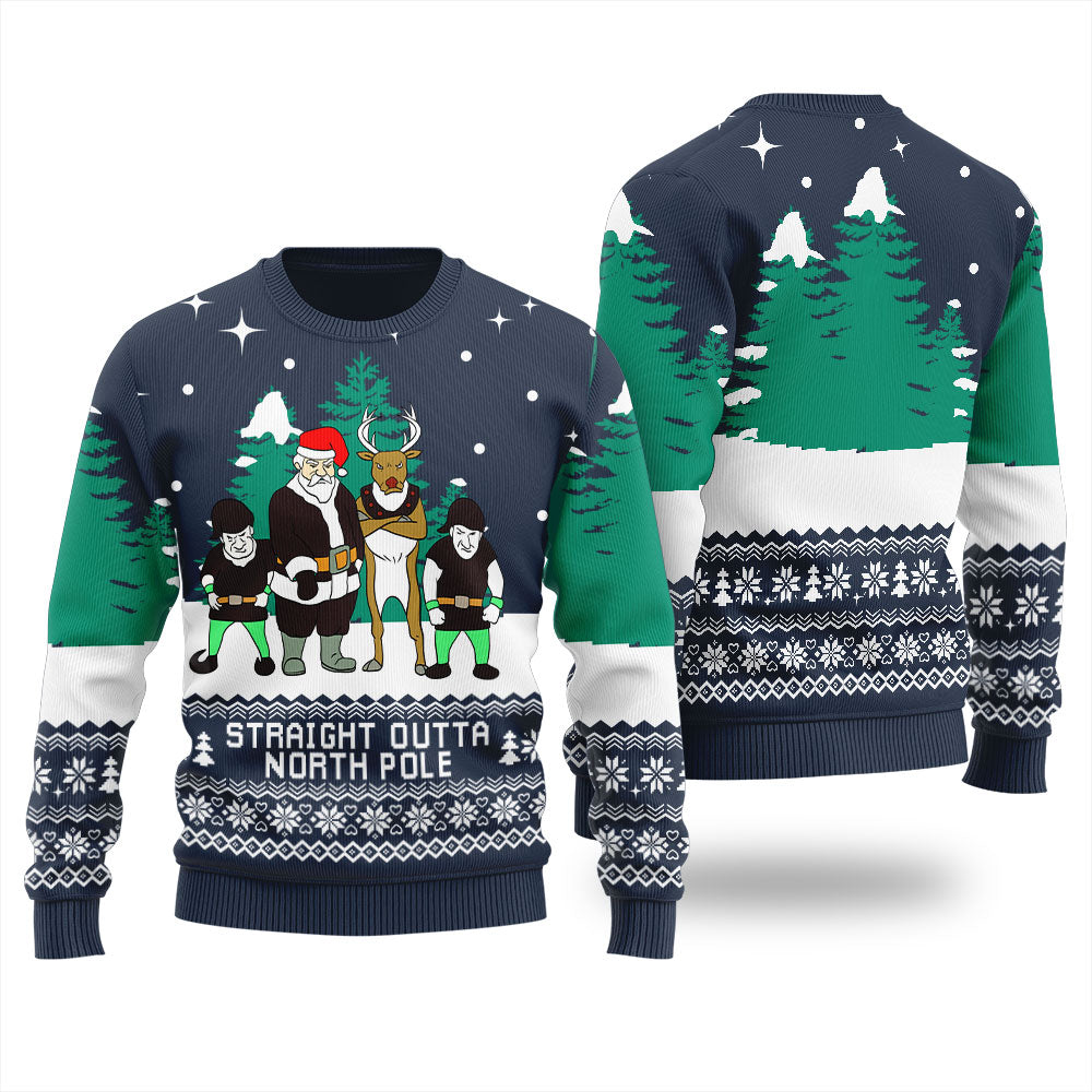 Straight Outta North Pole Men's Ugly Christmas Sweater
