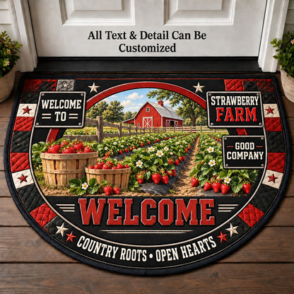 Strawberry Farm Personalized Half Round Mat | 5To9Vibe
