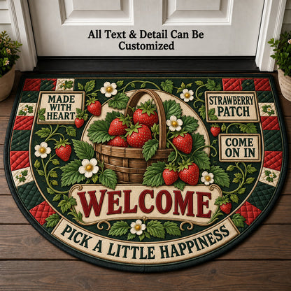 Strawberry Patch Personalized Half Round Mat | 5To9Vibe
