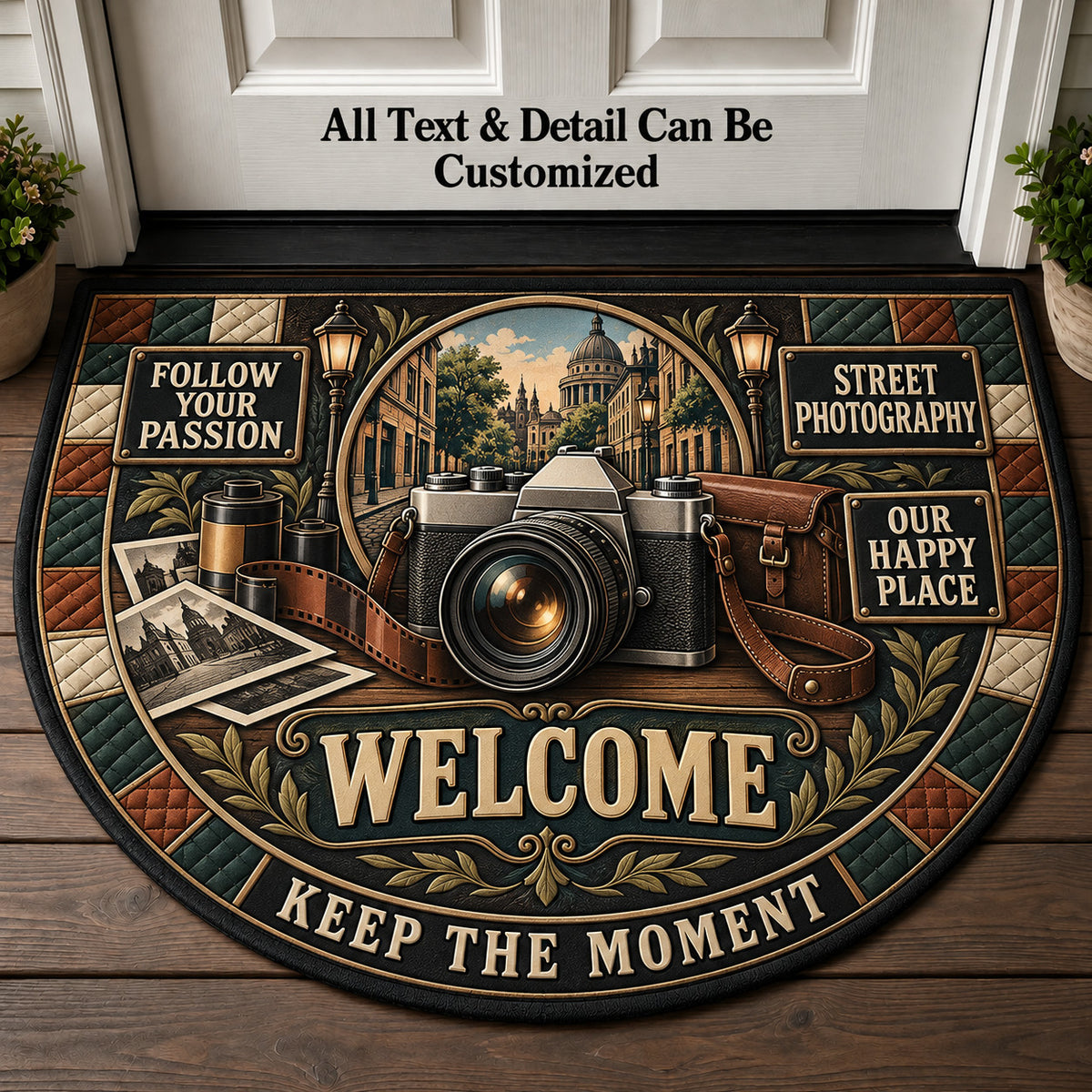 Street Photography Personalized Half Round Mat | 5To9Vibe