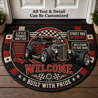 Street Rod Enthusiast Personalized Half Round Mat | 5To9Vibe