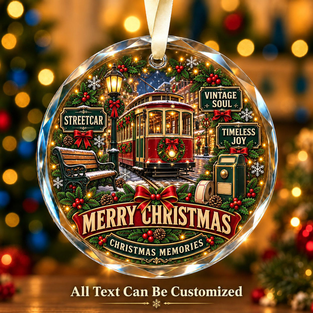 Streetcar Personalized Glass Ornament | 5To9Vibe