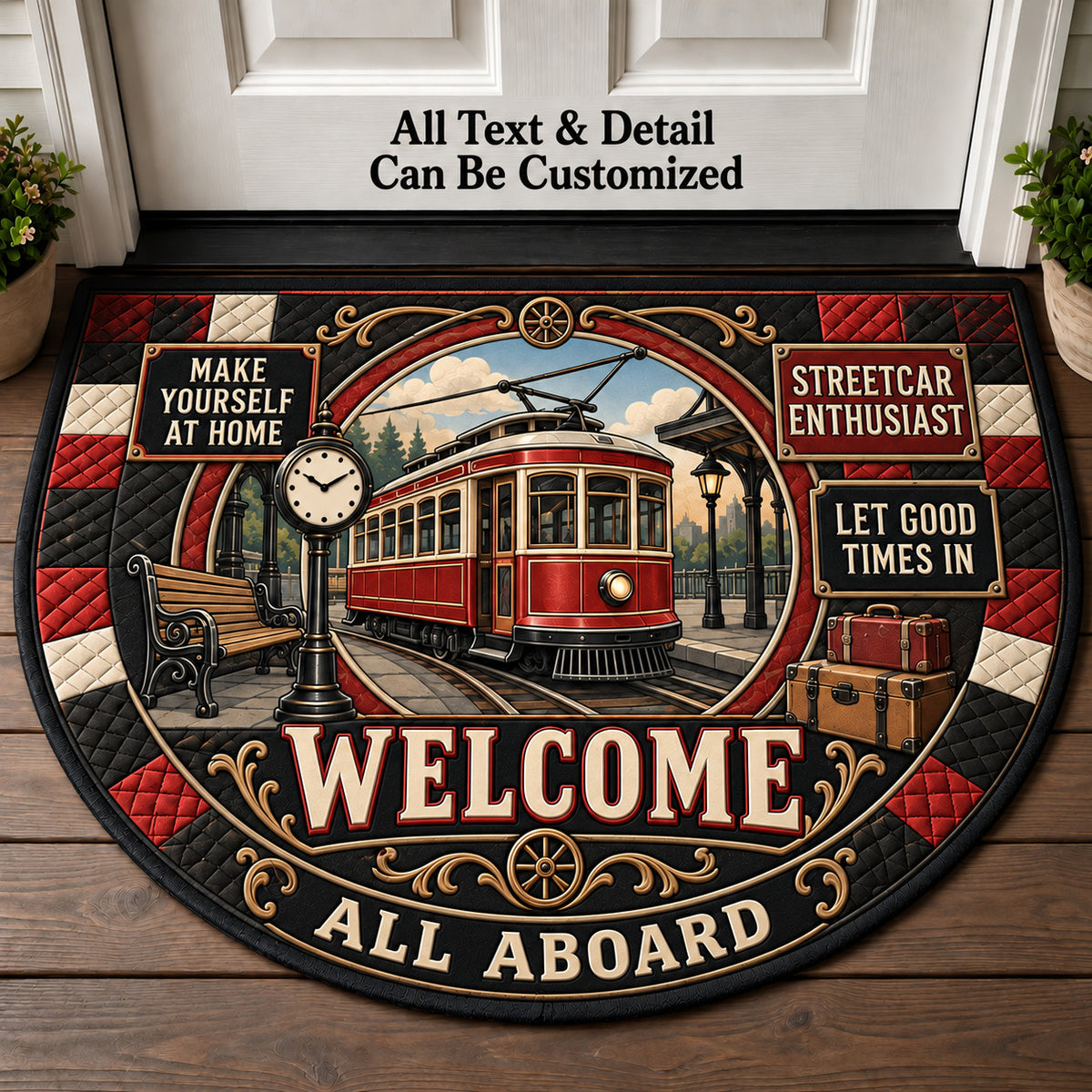 Streetcar Enthusiast Personalized Half Round Mat | 5To9Vibe