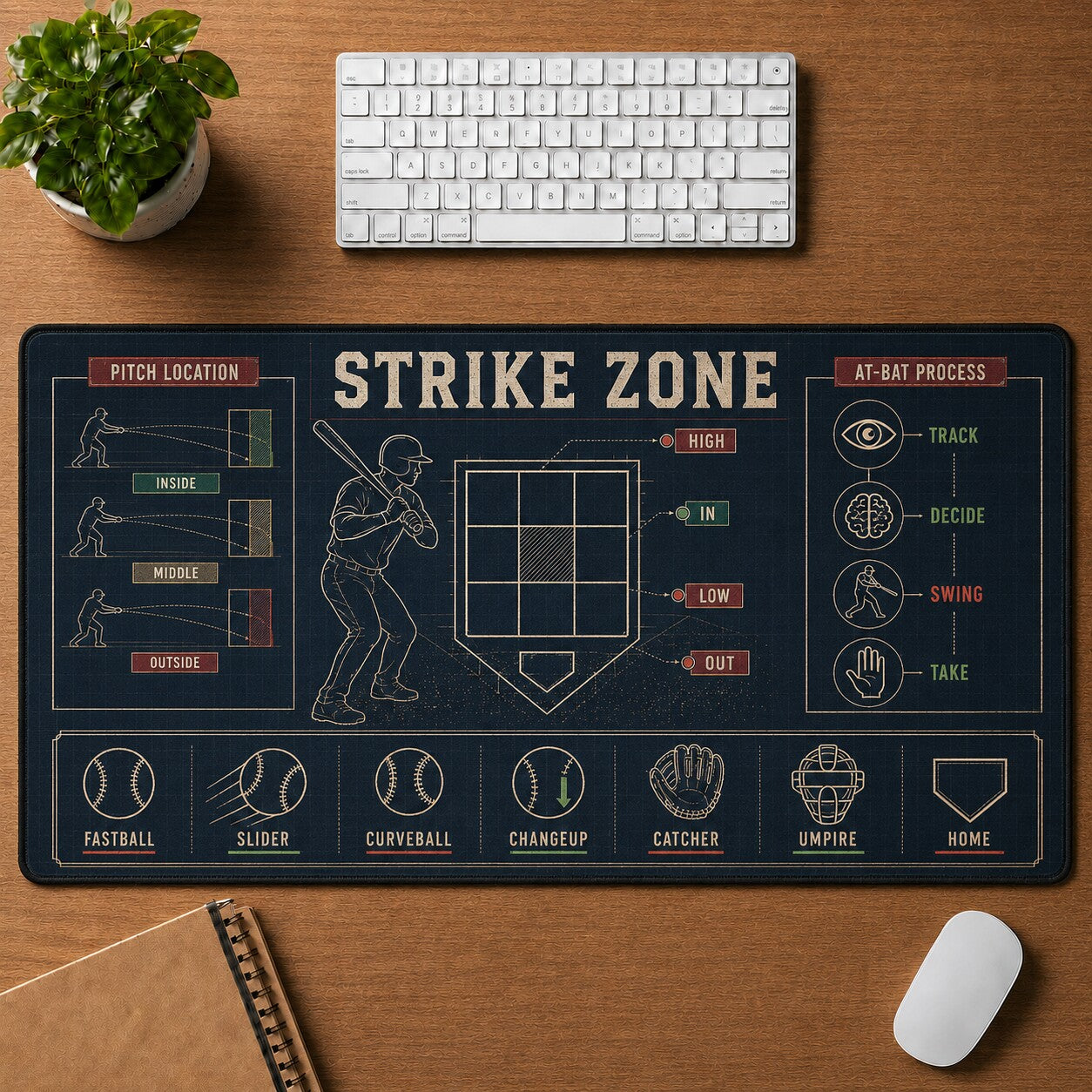Strike Zone Baseball Blueprint Desk Mat | 5To9Vibe