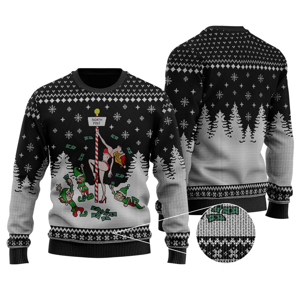 Stripper Pole Ugly Christmas Sweater | Funny Christmas Sweater For Men Women - Funny Ugly Christmas Sweater