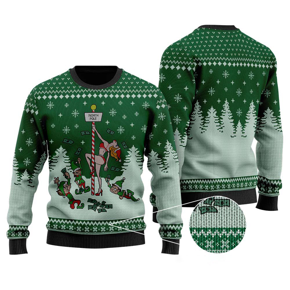 Stripper Pole Ugly Christmas Sweater | Funny Christmas Sweater For Men Women - Funny Ugly Christmas Sweater