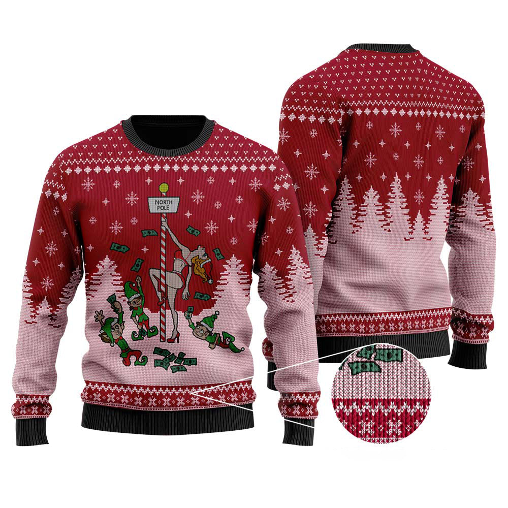 Stripper Pole Ugly Christmas Sweater | Funny Christmas Sweater For Men Women - Funny Ugly Christmas Sweater