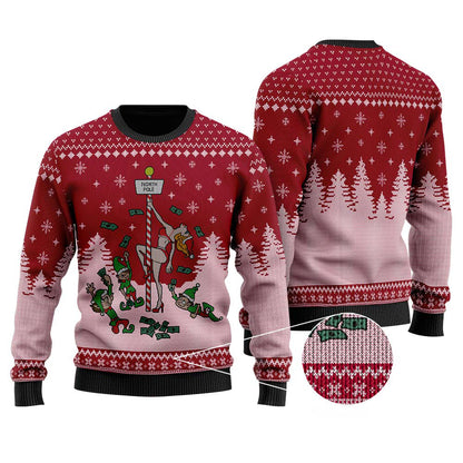 Stripper Pole Ugly Christmas Sweater | Funny Christmas Sweater For Men Women - Funny Ugly Christmas Sweater