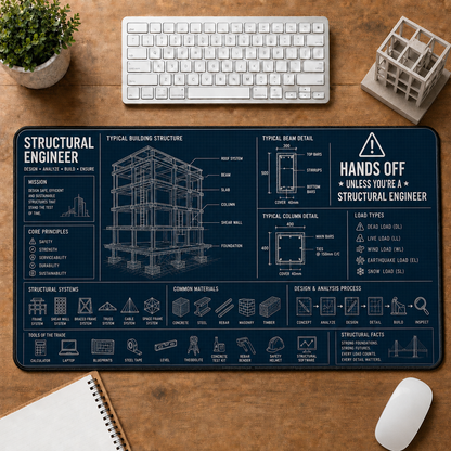 Aerospace Engineer Blueprint Large Desk Mat - Spacecraft Design & Vehicle Specs Plus Size Mouse Pad - 5to9vibe